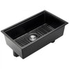 VEVOR 30 inch Kitchen Sink Workstation, Undermount Granite Sink, Drop-In Single Bowl Farmhouse Basin with Multiple Accessories, Household Dishwasher Sinks for RV, Prep Kitchen, and Bar (Black)