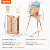 VEVOR French Easel, Hold Canvas to 34", Beechwood Foldable Sketchbox Easel with Drawer, Palette and Strap, Angle and Height Adjustable, Portable Wooden Art Painting Easel for Studio and Field