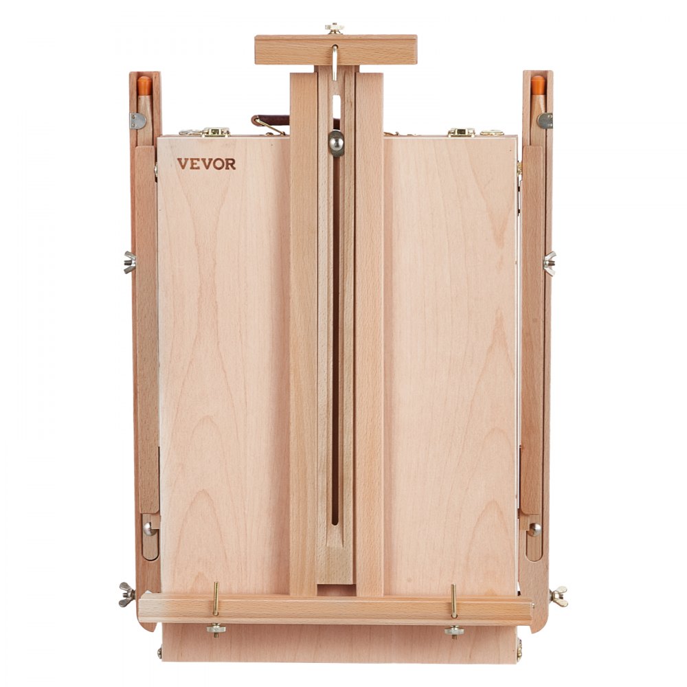 VEVOR French Easel, Hold Canvas to 34", Beechwood Foldable Sketchbox Easel with Drawer, Palette and Strap, Angle and Height Adjustable, Portable Wooden Art Painting Easel for Studio and Field
