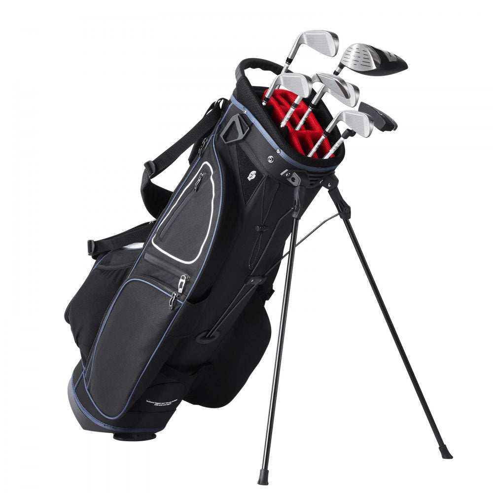 VEVOR Golf Cart Bag with 14 Way Organizer Divider Top, 35” 11 Pockets Premium Cart Bag with Stand, Durable Golf Bags with Handles & Dust Cover & Detachable Dual Strap for Men & Women, Black White