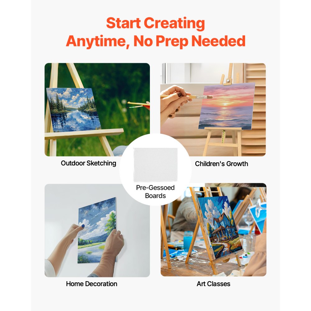 VEVOR Canvas Boards for Painting, 11 x 14 Inch White Canvases for Painting, 48 Pack Painting Canvas Panels for Sketching, Acrylic and Oil Painting, Watercolor, Paint Canvas for Kids and Professionals