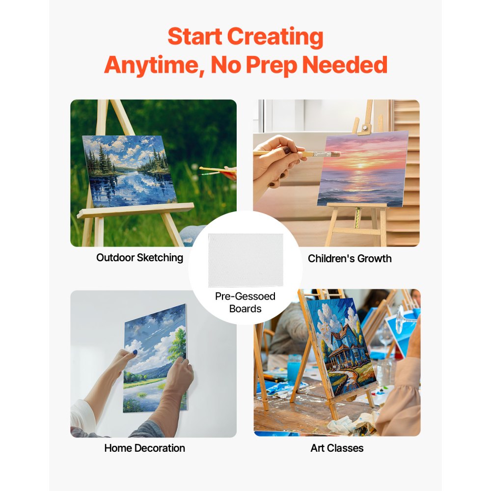 VEVOR Canvas Boards for Painting, 12 x 16 Inch White Canvases for Painting, 24 Pack Painting Canvas Panels for Sketching, Acrylic and Oil Painting, Watercolor, Paint Canvas for Kids and Professionals