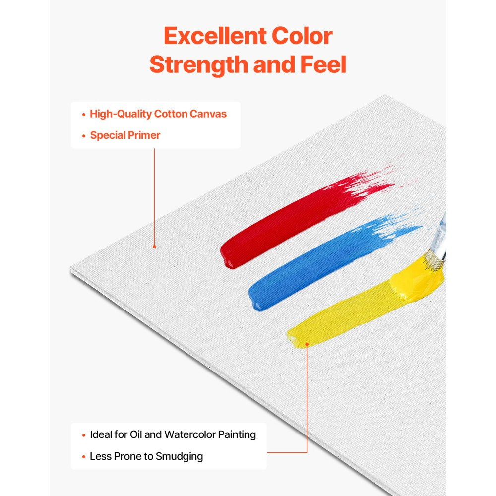 VEVOR Canvas Boards for Painting, 8 x 10 Inch White Canvases for Painting, 60 Pack Painting Canvas Panels for Sketching, Acrylic and Oil Painting, Watercolor, Paint Canvas for Kids and Professionals