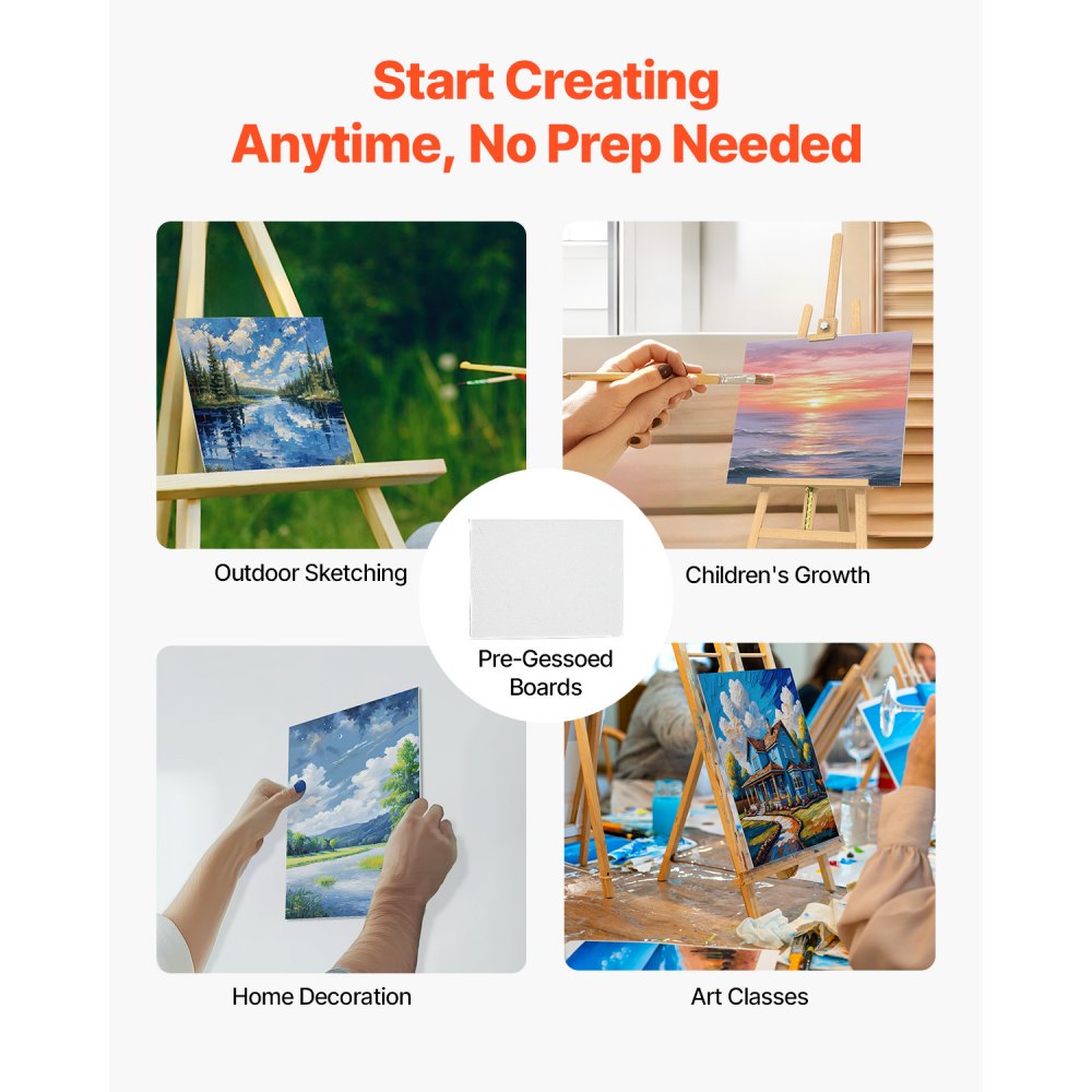 VEVOR Canvas Boards for Painting, 8 x 10 Inch White Canvases for Painting, 60 Pack Painting Canvas Panels for Sketching, Acrylic and Oil Painting, Watercolor, Paint Canvas for Kids and Professionals