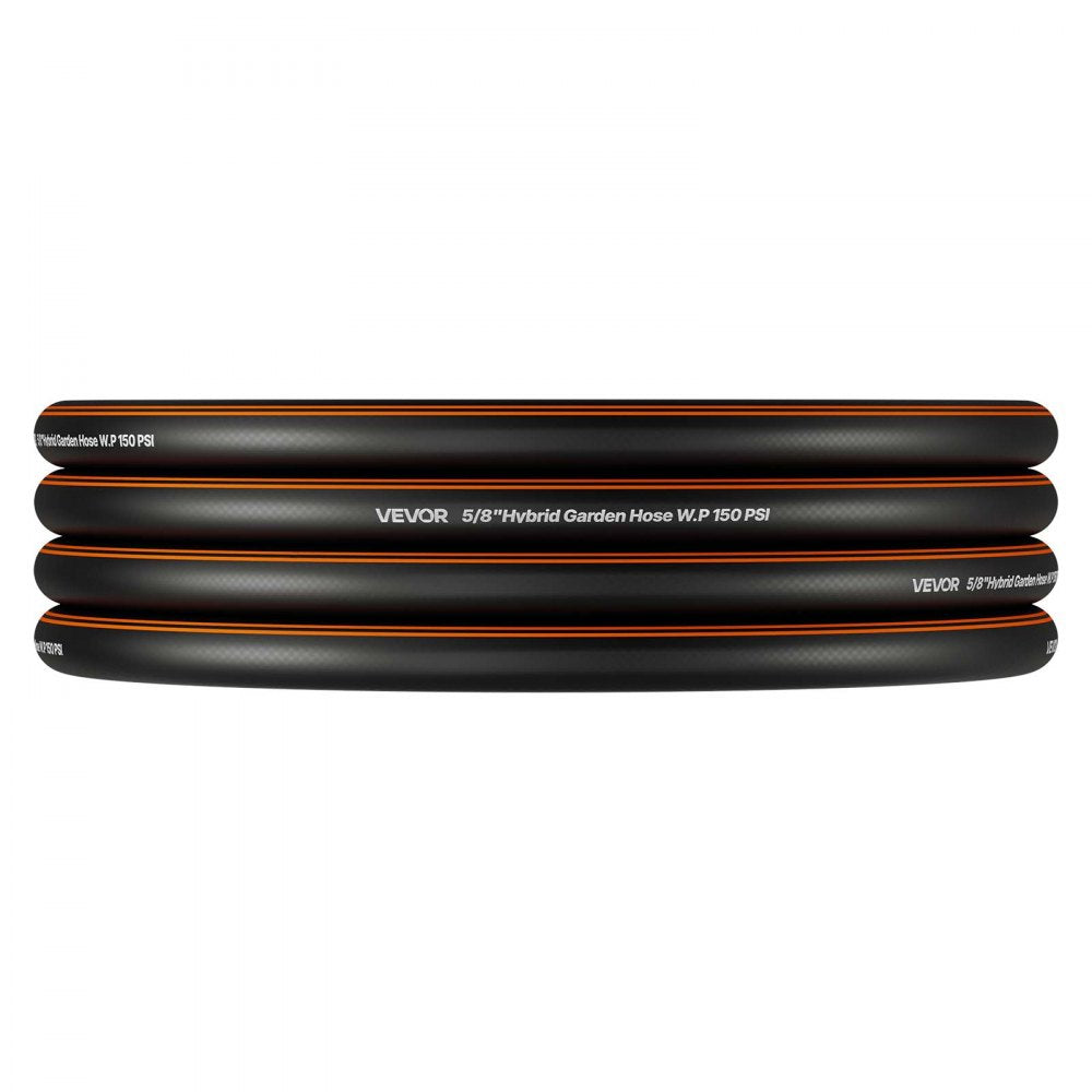 VEVOR Garden Hose, 25 ft 5/8" Heavy Duty 4-Layer Rubber Water Hose, 150PSI Working & 600PSI Burst, Flexible & Non-kink Outdoor Waterhose with 3/4" Fitting, Lightweight Hoses for Gardening Cleaning
