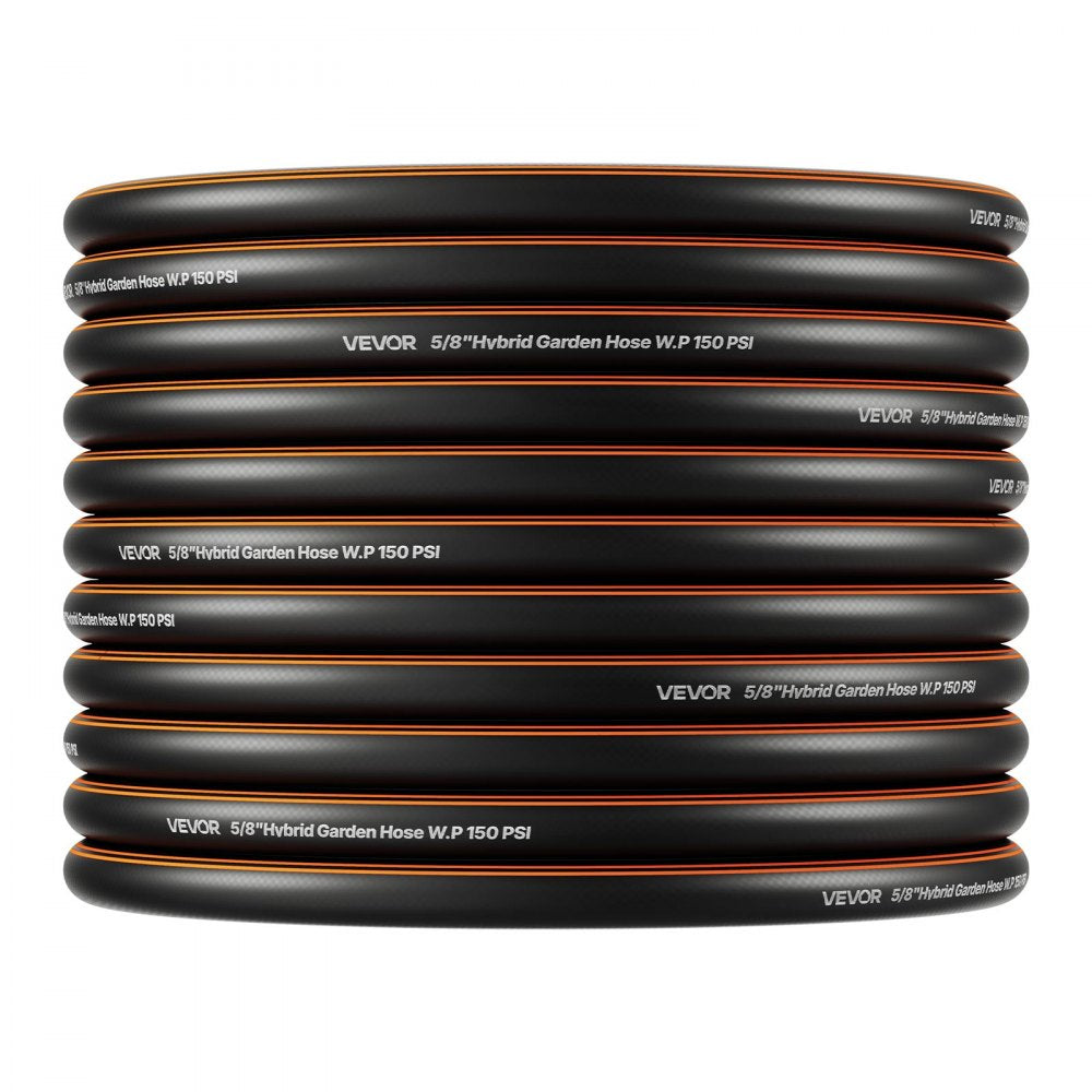 VEVOR Garden Hose, 75 ft 5/8" Heavy Duty 4-Layer Rubber Water Hose, 150PSI Working & 600PSI Burst, Flexible & Non-kink Outdoor Waterhose with 3/4" Fitting, Lightweight Hoses for Gardening Cleaning