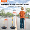 VEVOR Adjustable Traffic Delineator Post Cones, 6 Pack, Traffic Safety Delineator Barrier with Fillable Base 8FT Chain, for Traffic Control Warning Parking Lot Construction Caution Roads, Yellow&Black