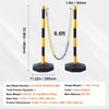 VEVOR Adjustable Traffic Delineator Post Cones, 6 Pack, Traffic Safety Delineator Barrier with Fillable Base 8FT Chain, for Traffic Control Warning Parking Lot Construction Caution Roads, Yellow&Black