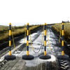 VEVOR Adjustable Traffic Delineator Post Cones, 4 Pack, Traffic Safety Delineator Barrier with Fillable Base 8FT Chain, for Traffic Control Warning Parking Lot Construction Caution Roads, Yellow&Black