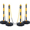 VEVOR Adjustable Traffic Delineator Post Cones, 4 Pack, Traffic Safety Delineator Barrier with Fillable Base 8FT Chain, for Traffic Control Warning Parking Lot Construction Caution Roads, Yellow&Black