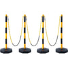 VEVOR Adjustable Traffic Delineator Post Cones, 4 Pack, Traffic Safety Delineator Barrier with Fillable Base 8FT Chain, for Traffic Control Warning Parking Lot Construction Caution Roads, Yellow&Black