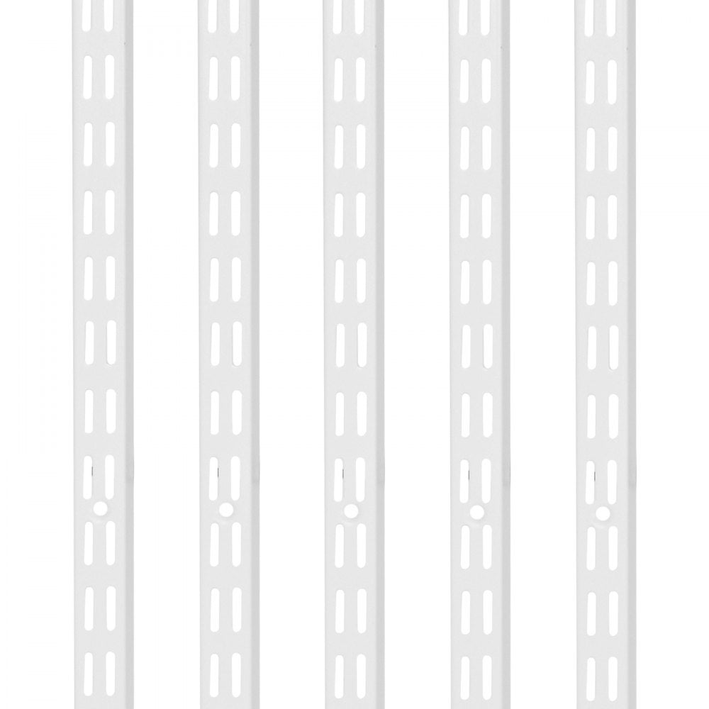 VEVOR Shelf Pilaster, 60-inch 5 Pack, Dual Track Upright Wall Shelving System, Heavy Duty Support System Twin Slot Shelf Rails, 25 Screws, Suitable for Cabinet Closet Organization Storage, Silver