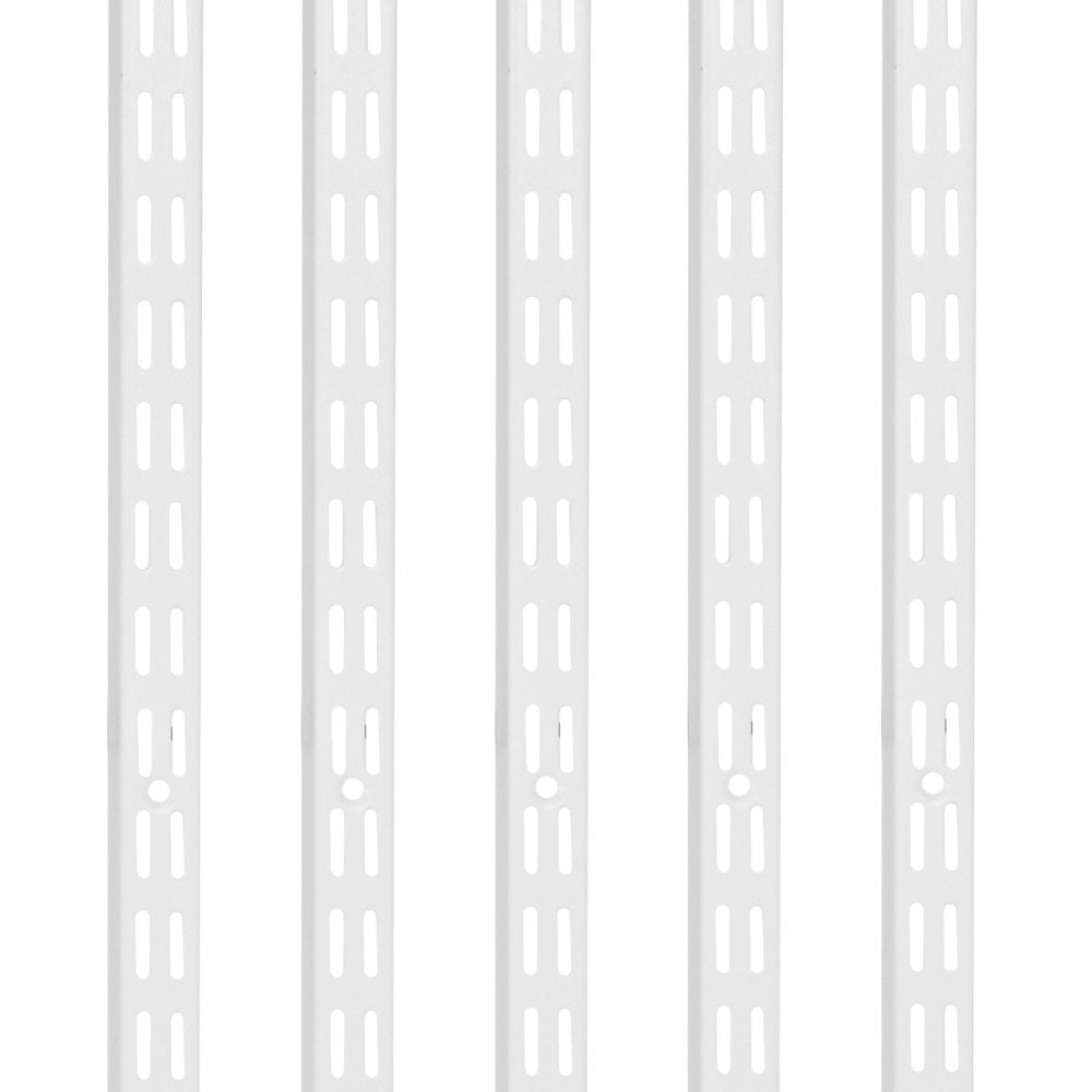 VEVOR Shelf Pilaster, 60-inch 5 Pack, Dual Track Upright Wall Shelving System, Heavy Duty Support System Twin Slot Shelf Rails, 25 Screws, Suitable for Cabinet Closet Organization Storage, Silver