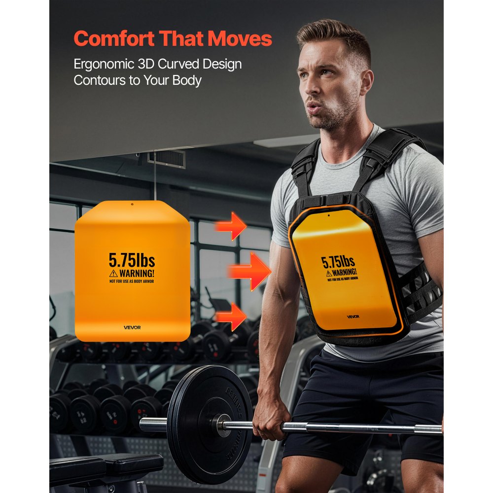 VEVOR Curved Weight Vest Plates, 5.75 LB Pairs, Premium Steel Tactical Weighted Plates for Vest, Ergonomic Design, for Strength Endurance Training, Running, Jogging, Fitness, Heavy Workouts