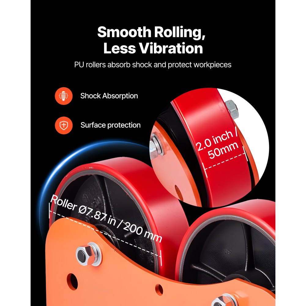 VEVOR Turning Rolls Linkage Roller, 2205 lbs Load Capacity, 2"-24" Diameter Adjustable, PU Rollers, Pipe Tank Turning Rolls Linkage Roller Rotary Welding Positioner, for Welding Equipment Support