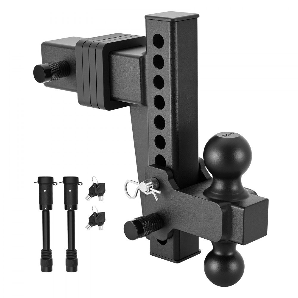 VEVOR Adjustable Trailer Hitch, Fit 2.5 Inch Receiver, Trailer Hitch Mount with 2 Inch & 2-5/16 Inch Balls, 28000 lbs GTW, 8 Inch Drop, Towing Ball Mounts for RVs, Off-Road Vehicles and Trucks, Black