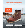 VEVOR Steel Toe Work Boots, US Size 9, Waterproof Moc Toe Work Boots for Men, Slip-Resistant Work Boot, Lightweight and Breathable EVA Rubber Sole Mens Boots for Industry Construction, Brown