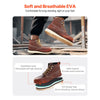 VEVOR Steel Toe Work Boots, US Size 9.5, Waterproof Moc Toe Work Boots for Men, Slip-Resistant Work Boot, Lightweight and Breathable EVA Rubber Sole Mens Boots for Industry Construction, Brown