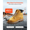 VEVOR Steel Toe Work Boots, US Size 11.5, Waterproof Work Boots for Men, Slip-Resistant Work Boot, Lightweight and Breathable Rubber Sole Mens Boots for Industry Construction, Brown Yellow