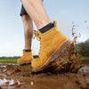 VEVOR Steel Toe Work Boots, US Size 11.5, Waterproof Work Boots for Men, Slip-Resistant Work Boot, Lightweight and Breathable Rubber Sole Mens Boots for Industry Construction, Brown Yellow