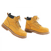 VEVOR Steel Toe Work Boots, US Size 11.5, Waterproof Work Boots for Men, Slip-Resistant Work Boot, Lightweight and Breathable Rubber Sole Mens Boots for Industry Construction, Brown Yellow