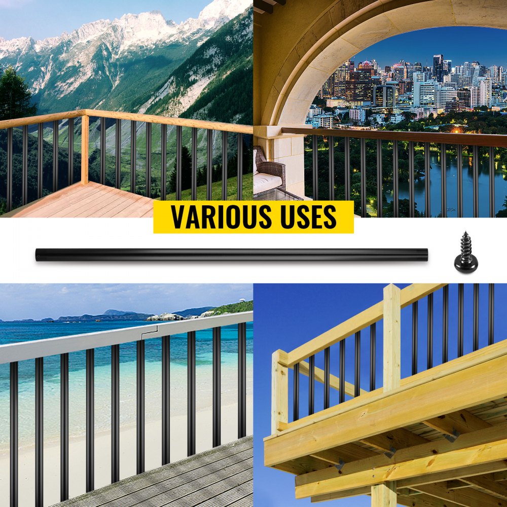 VEVOR Deck Balusters, 51 Pack Metal Deck Spindles, 32\"x0.75\" Staircase Baluster with Screws, Aluminum Alloy Deck Railing for Wood and Composite Deck, Circle Baluster for Outdoor Stair Deck Porch