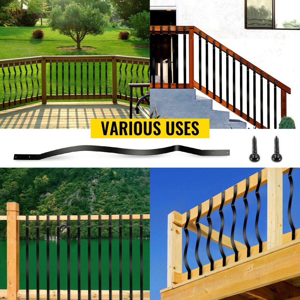 VEVOR Deck Balusters, 26 Pack Metal Deck Spindles, 32.25\"x1\" Staircase Baluster with Screws, Aluminum Alloy Deck Railing for Wood and Composite Deck, Stylish Baluster for Outdoor Stair Deck Porch