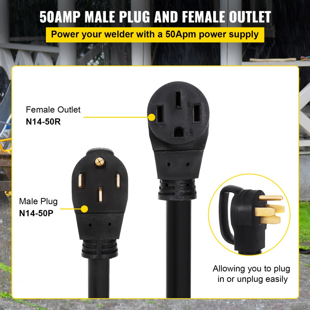 VEVOR Heavy Duty 30 ft 50 Amp RV Extension Cord Power Supply Cable w/Molded Connector&Handles 125 / 250V