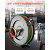 VEVOR Retractable Welding Hose Reel, 1/4-Inch x 50FT Twin Oxygen Acetylene Rubber Hose Max 300PSI - R Grade, Ceiling/Wall Mount Heavy Duty Steel Hose Reel Auto-Rewind, Ideal for Workshops Garages