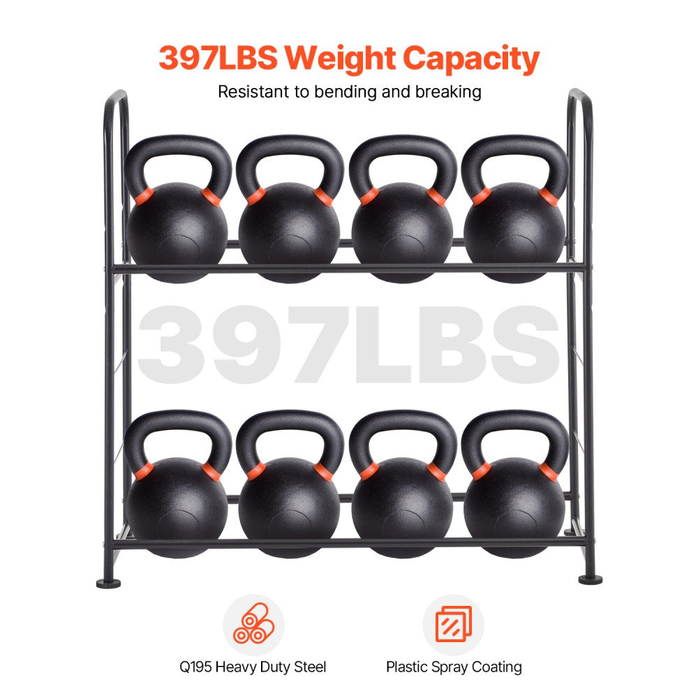 VEVOR Tire Storage Rack, 2-Shelf Tire Stand Holds up to 8 Standard Tires, Q195 Heavy-Duty Steel Tire Holder Carrier with Adjustable Height & Protective Cover for Garage Workshop, 396LBS Loading