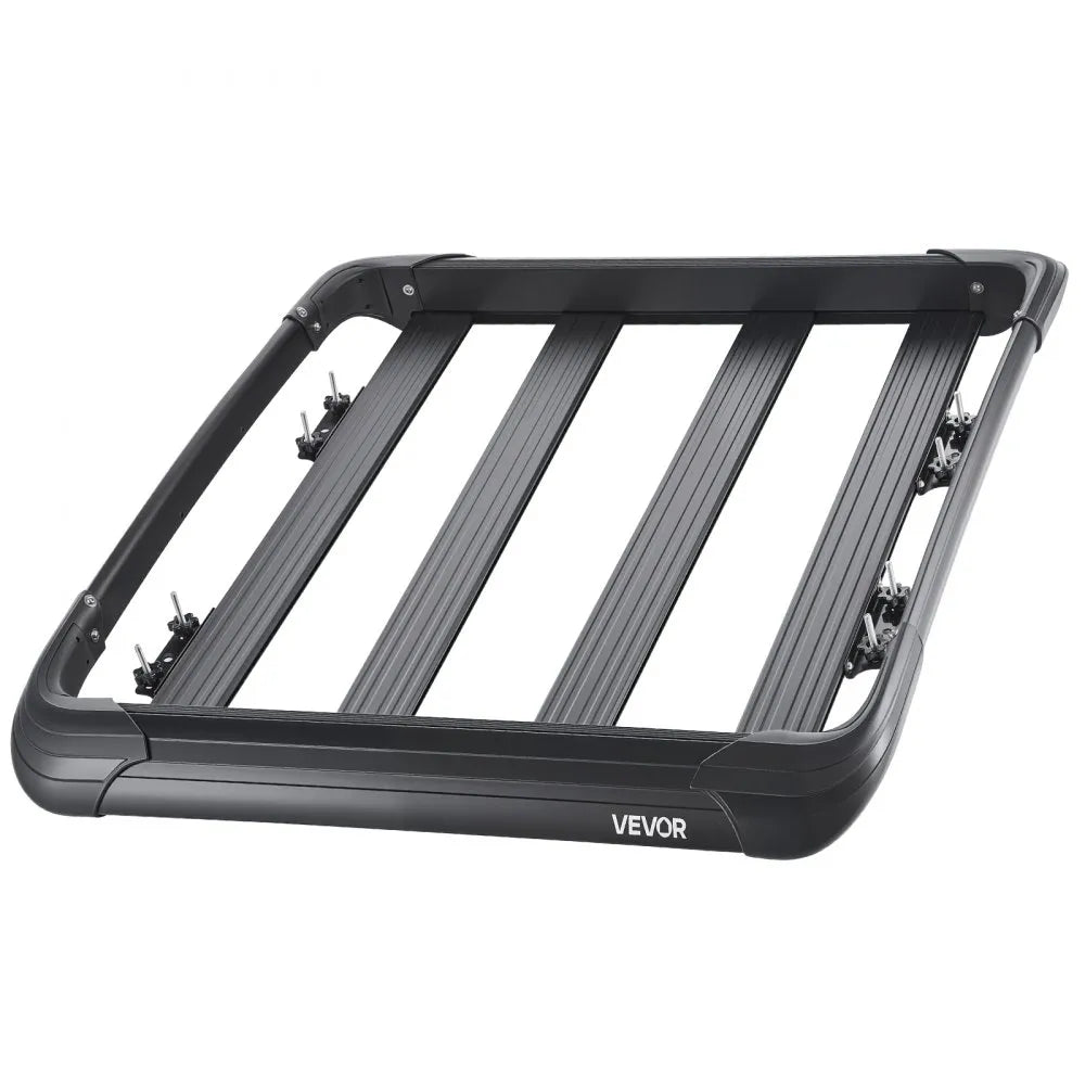 VEVOR Roof Rack Cargo Carrier, 48 x 40 x 5.6 in, Universal Rooftop Cargo Basket, Car Top Luggage Holder with 150 lbs Max Load Capacity, 4.1 in Fence, Anti-Rust Alloy Steel, Wind Fairing, for SUV Car