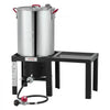 VEVOR 30 QT Turkey Fryer Set and Seafood Boiler Aluminum Deep Frying Pot, Outdoor Cooker for Crawfish, Crab, Lobster, Complete Cooking Kit with Basket, Side Table, Stand, 54,000 BTU Propane Burner