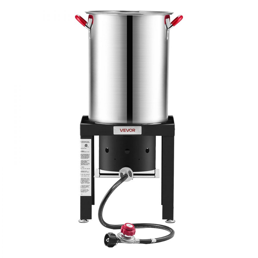 VEVOR 30 Qt. Turkey and 10 Qt. Fish Fryer Seafood Boiler Stainless Steel, Outdoor Cooker for Crawfish, Crab, Shrimp, Lobster, Complete Deep Steamer Kit with Basket, Stand, 54,000 BTU Propane Burner
