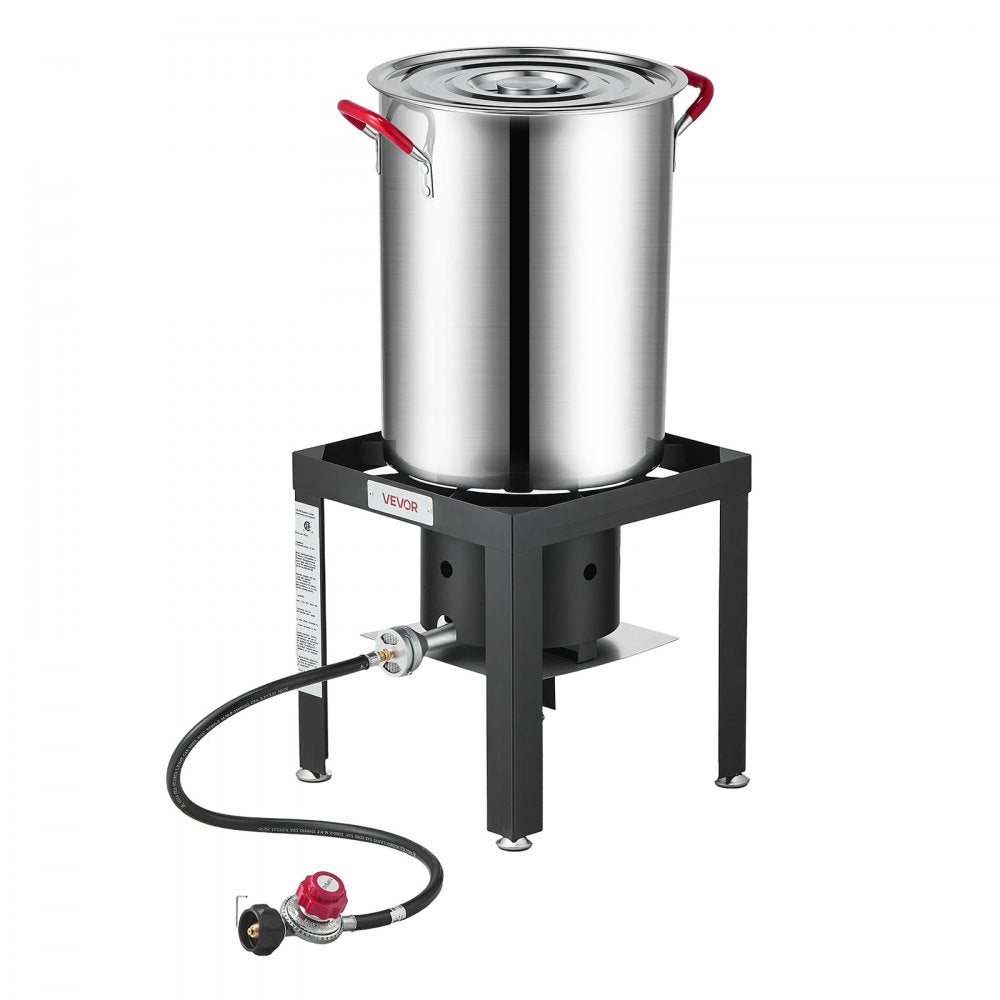 VEVOR 30 Qt. Turkey and 10 Qt. Fish Fryer Seafood Boiler Stainless Steel, Outdoor Cooker for Crawfish, Crab, Shrimp, Lobster, Complete Deep Steamer Kit with Basket, Stand, 54,000 BTU Propane Burner