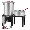 VEVOR 30 Qt. Turkey and 10 Qt. Fish Fryer Seafood Deep Boiler Aluminum, Outdoor Cooker for Crawfish, Crab, Lobster, Complete Steamer Kit with Basket, Side Table, Stand, 54,000 BTU Propane Burner