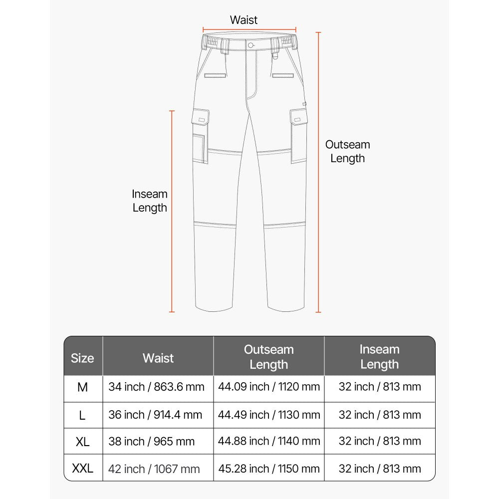 VEVOR FR Pants for Men, 9 oz 100% Cotton, Flame-Resistant Cargo Pants with Multi-Pockets and Elastic Waist, Reinforced Tear-proof Stitching, Ideal for Welding Work and Casual Wear, M Size, Gray