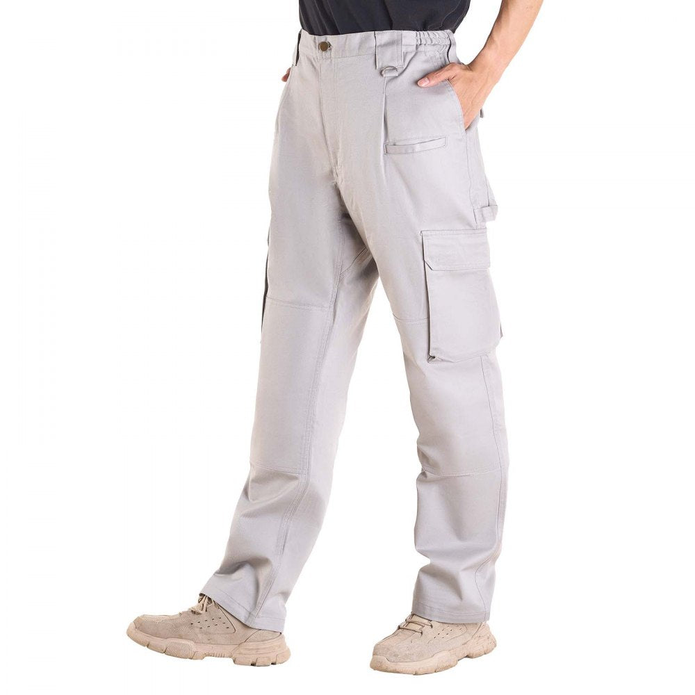 VEVOR FR Pants for Men, 9 oz 100% Cotton, Flame-Resistant Cargo Pants with Multi-Pockets and Elastic Waist, Reinforced Tear-proof Stitching, Ideal for Welding Work and Casual Wear, M Size, Gray