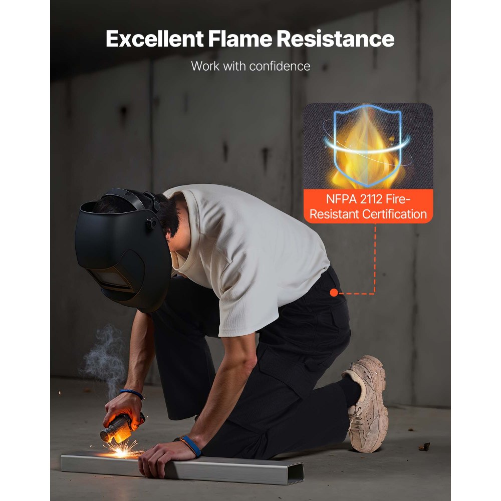VEVOR FR Pants for Men, 9 oz 100% Cotton, Flame-Resistant Cargo Pants with Multi-Pockets and Elastic Waist, Reinforced Tear-proof Stitching, Ideal for Welding Work and Casual Wear, XXL Size, Black