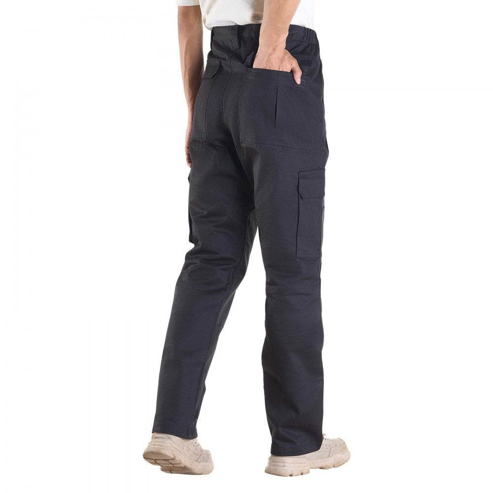 VEVOR FR Pants for Men, 9 oz 100% Cotton, Flame-Resistant Cargo Pants with Multi-Pockets and Elastic Waist, Reinforced Tear-proof Stitching, Ideal for Welding Work and Casual Wear, XXL Size, Black