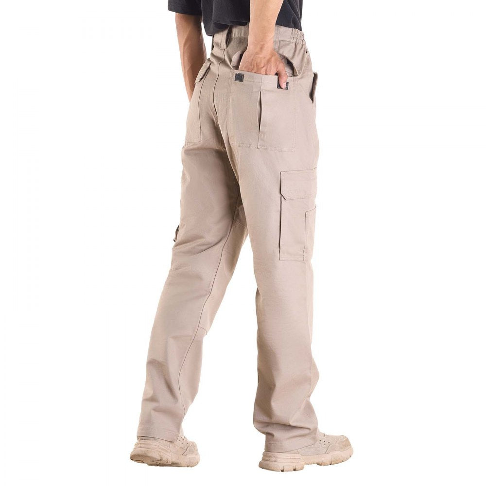 VEVOR FR Pants for Men, 9 oz 100% Cotton, Flame-Resistant Cargo Pants with Multi-Pockets and Elastic Waist, Reinforced Tear-proof Stitching, Ideal for Welding Work and Casual Wear, M Size, Khaki