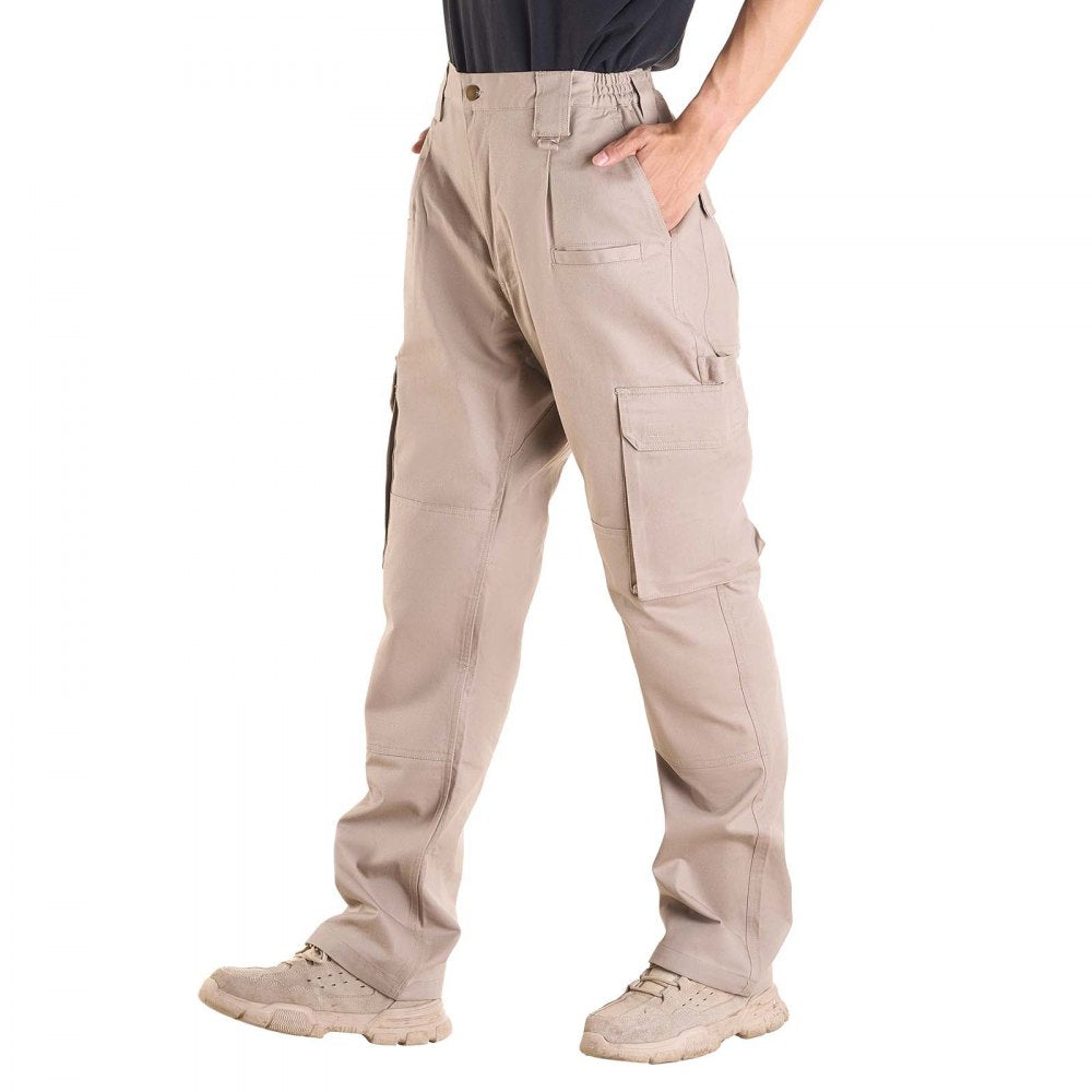 VEVOR FR Pants for Men, 9 oz 100% Cotton, Flame-Resistant Cargo Pants with Multi-Pockets and Elastic Waist, Reinforced Tear-proof Stitching, Ideal for Welding Work and Casual Wear, M Size, Khaki