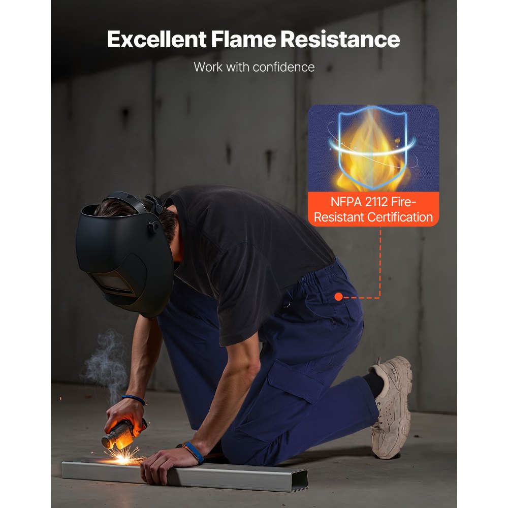 VEVOR FR Pants for Men, 9 oz 100% Cotton, Flame-Resistant Cargo Pants with Multi-Pockets and Elastic Waist, Reinforced Tear-proof Stitching, Ideal for Welding Work and Casual Wear, XXL Size, Dark Blue