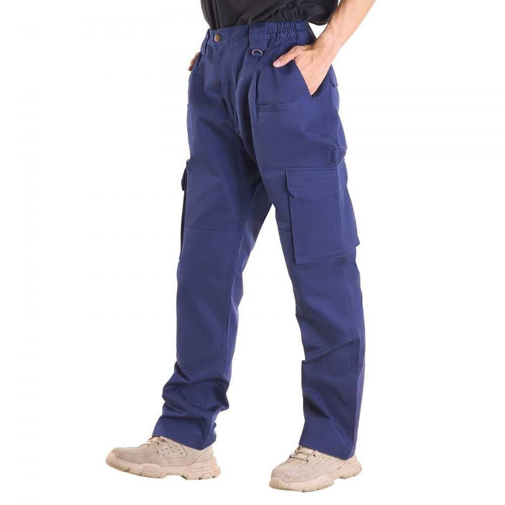VEVOR FR Pants for Men, 9 oz 100% Cotton, Flame-Resistant Cargo Pants with Multi-Pockets and Elastic Waist, Reinforced Tear-proof Stitching, Ideal for Welding Work and Casual Wear, XXL Size, Dark Blue