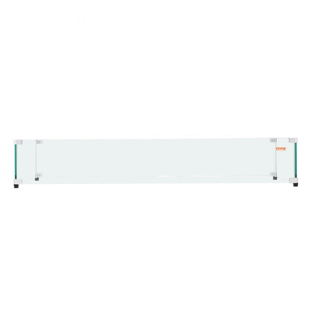 VEVOR Glass Wind Guard for Rectangular Fire Pit Table 30 x 14 x 7.5 Inch, 0.31 inch Thick and Sturdy Tempered Glass Panel with Hard Aluminum Corner Bracket & Rubber Feet, Easy to Assemble