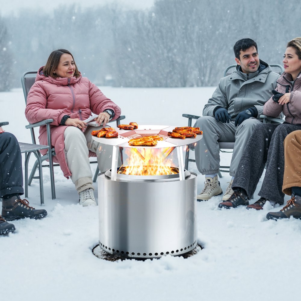 VEVOR Fire Pit Heat Deflector for Solo Stove Ranger, 20 inch Round for Wood Burning Fire Pit, 304 Stainless Steel Heat Diffuser, Detachable Burner Cover Camping Accessories