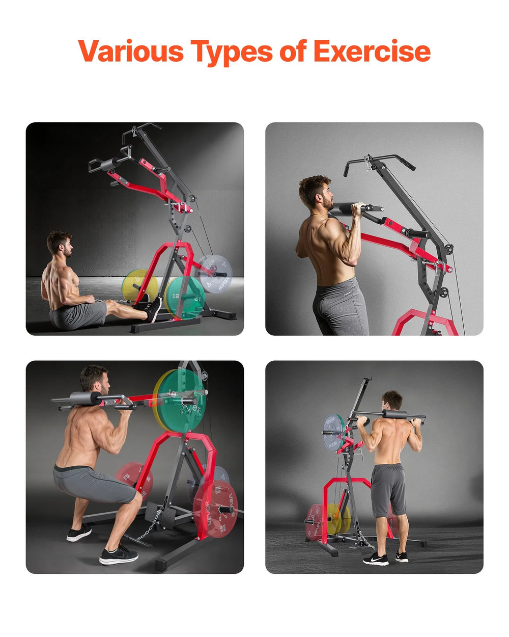 Various types of exercise collage with the leverage gym machine