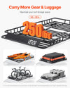 VEVOR Roof Rack Basket, 64 x 39 x 4.1 in, Universal Rooftop Cargo Carrier with 44.1 x 34.3 x 10.2 in Cargo Bag, Net, Ratchet Straps, 250 lbs Max Load Capacity Car Top Luggage Holder, for SUV Truck Car