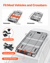VEVOR Roof Rack Basket, 64 x 39 x 4.1 in, Universal Rooftop Cargo Carrier with 44.1 x 34.3 x 10.2 in Cargo Bag, Net, Ratchet Straps, 250 lbs Max Load Capacity Car Top Luggage Holder, for SUV Truck Car