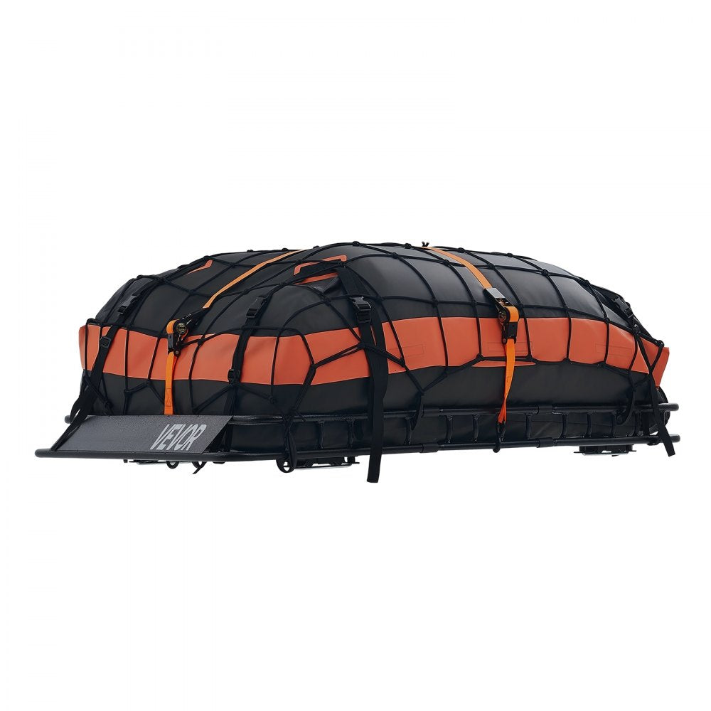 VEVOR Roof Rack Cargo Basket, 54 x 34 x 4 in, Heavy Duty Roof Top Carrier Basket with Waterproof Bag, Cargo Net, Ratchet Straps, 200 lbs Capacity, Universal Car Top Luggage Holder, for SUV Truck Car