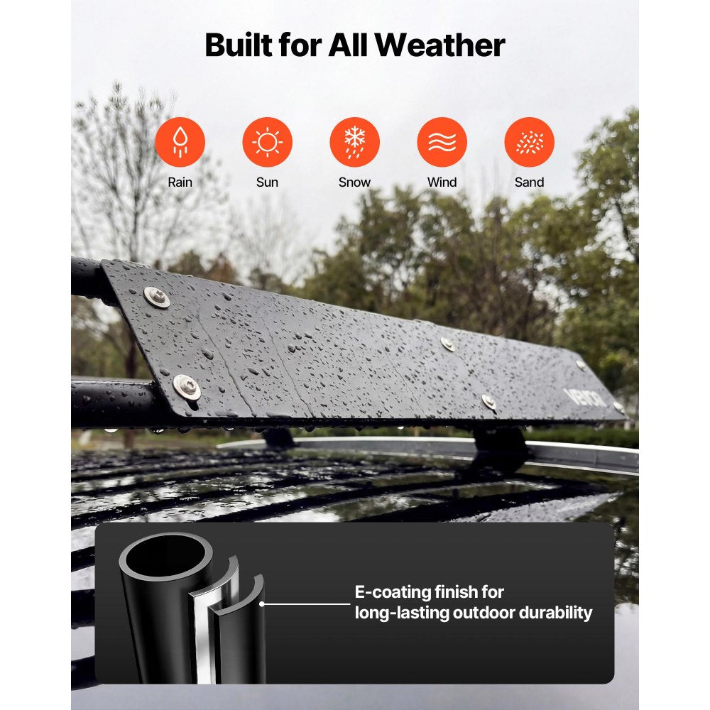 VEVOR Roof Rack Cargo Basket, 64 x 39 x 4 in, Heavy Duty Roof Top Carrier Basket with Folding Design, 200 lbs Capacity, All-Weather Easy-Install Car Top Luggage Holder, Universal Fit for SUV Truck Car